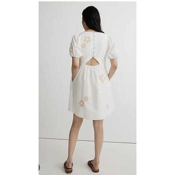 Madewell $128 Annamarie Embroidered Mini Dress Size 00 White NL107 Sold Out 1E - Picture 3 of 9